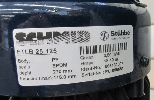   Tauchpumpe Stübbe ETLB 25-125  incl. Schnellwechselfilter Motor FDR 71B-50/2 NEU