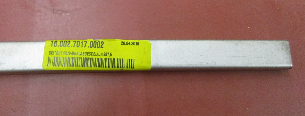 Seitenteil für Glasdeckel L= 597,5 mm